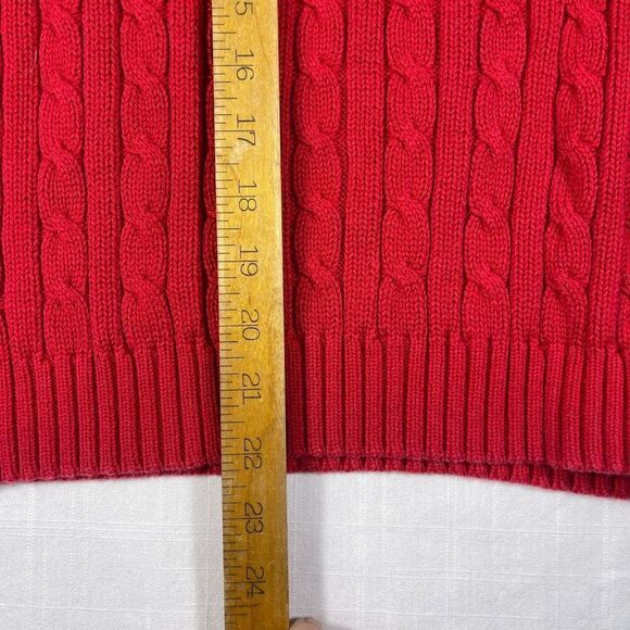Ralph Lauren Golf Red Long Sleeve Cable Knit Cotton Pullover Sweater Size Large - Picture 8 of 9